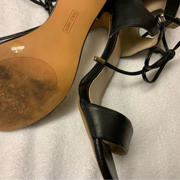 Vince Camuto Celia Black  Print Open Toe/Ankle Tie Heels 7M - Picture 8 of 10